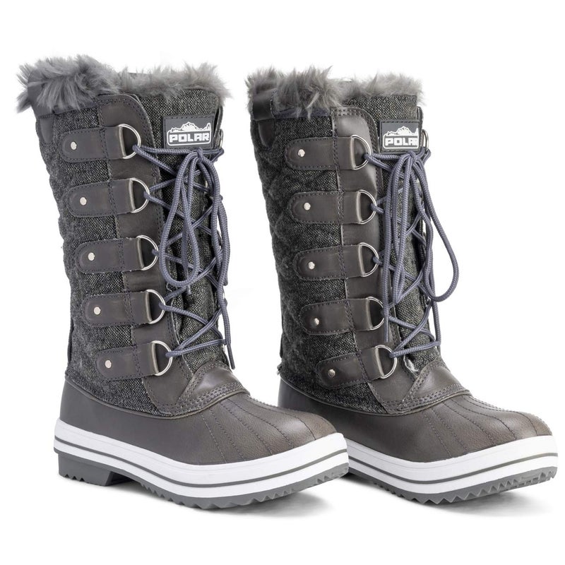 POLAR Womens Snow Boot Quilted Tall Winter Snow Waterproof Warm Rain Boot - 8 - GRT39 YC0013 - Image 5